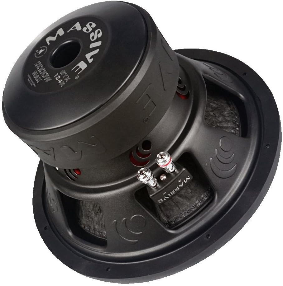 Massive Audio GTX124R – 12 Inch Car Audio Subwoofer, High Performance Subwoofer for Cars, Trucks, Jeeps - 12" Subwoofer 1,000 Watt RMS, 2000w MAX Dual 4 Ohm, 3 Inch Voice Coil. Sold Individually