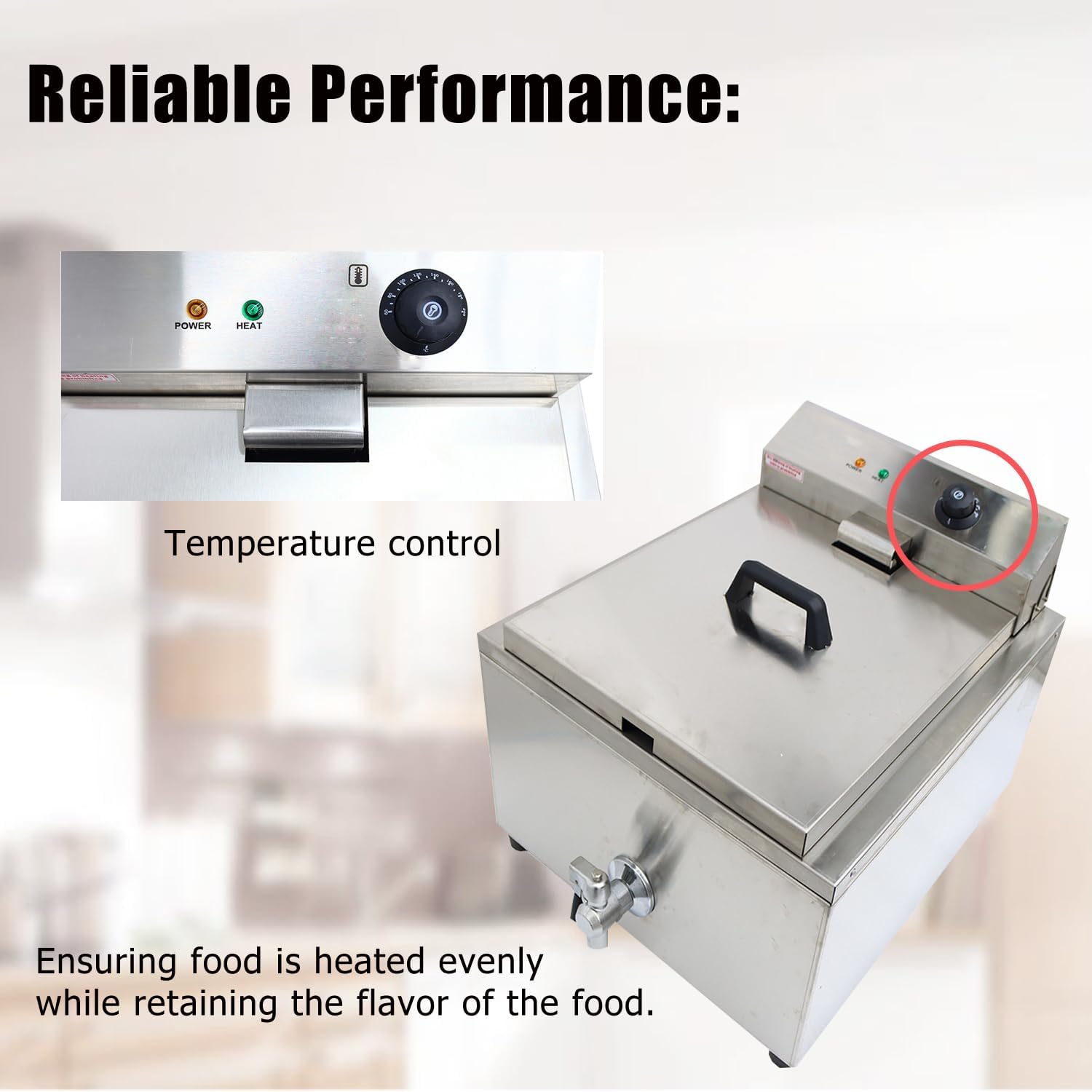 110V Industrial Shallow Funnel Cake Deep Fryer Stainless Steel Single-cylinder with 2 Rings