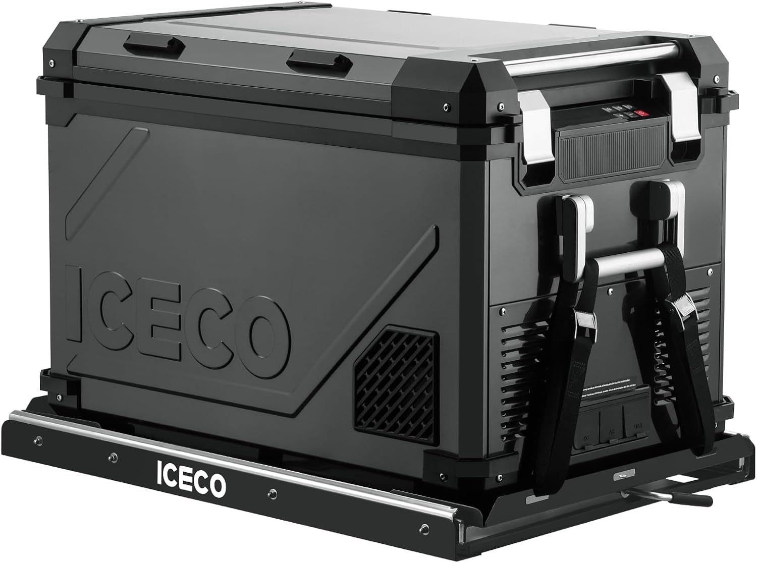 ICECO APL55 58 Quart Portable freezer Car Refrigerator with SECOP Compressor Dual Zone Cooler | AC 110V/ DC 12V | 0℉ to 50℉ | True Freezer for Car, Home, Camping, RV | With Slide| Black