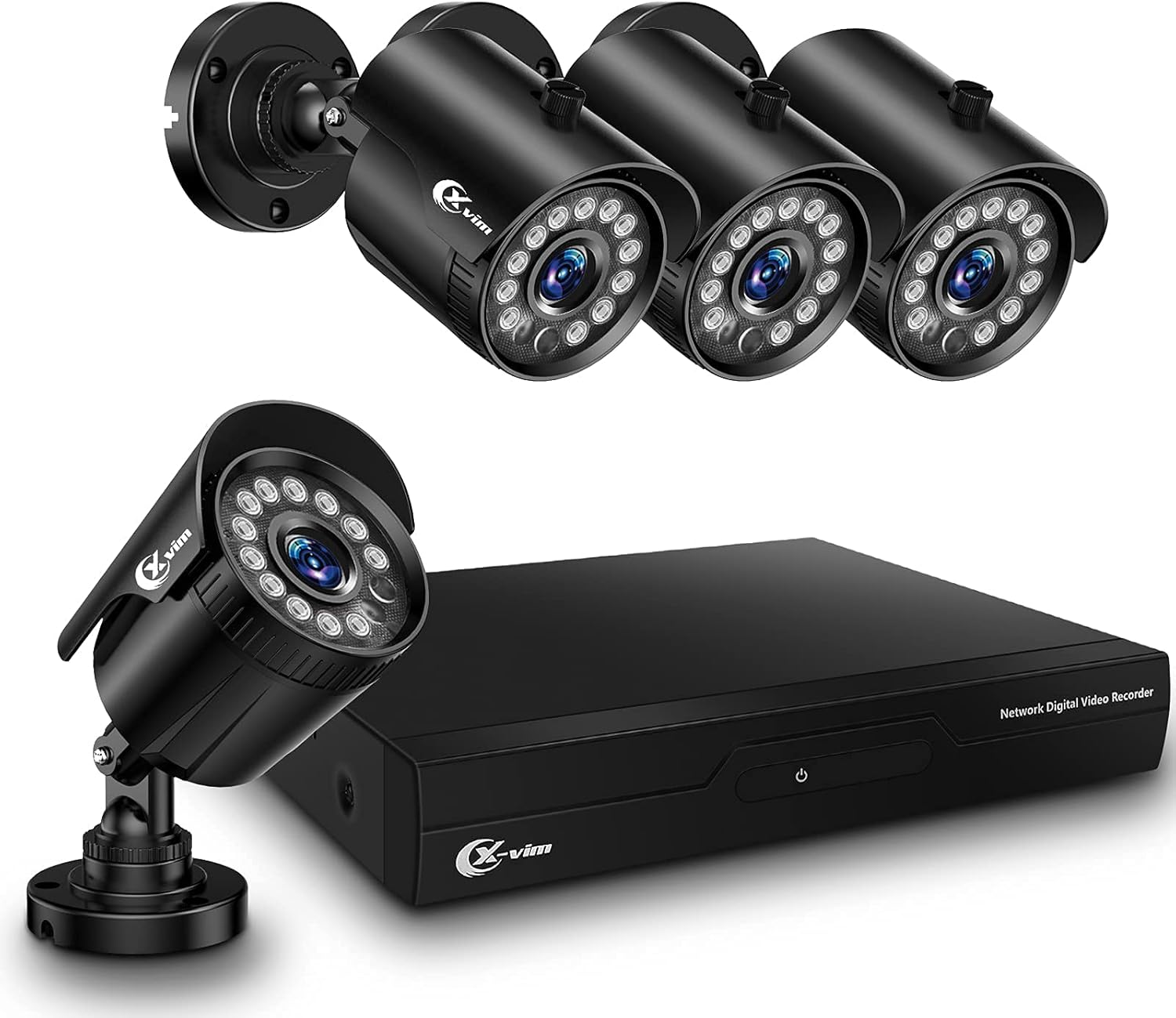 XVIM Wired Security Cameras System - 5MP 4CH Home Security Camera System DVR(No Hard Drive),4PCS 1080P Security Cameras, Waterproof Outdoor Camera System, Night Vision, Motion Detect, APP Access