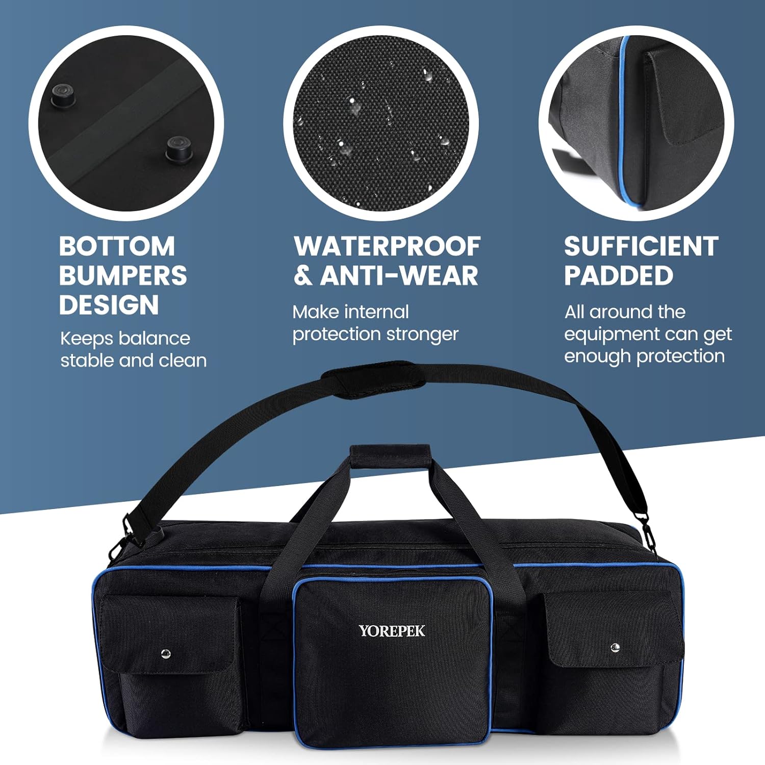 YOREPEK 30.5 Tripod Carrying Case Bag, Light Stand Bag with Strap Removable Padding, Photo Studio Equipment Large Case for Flash Light Stand, Tripods, Monopods, Umbrellas, Boom Stands