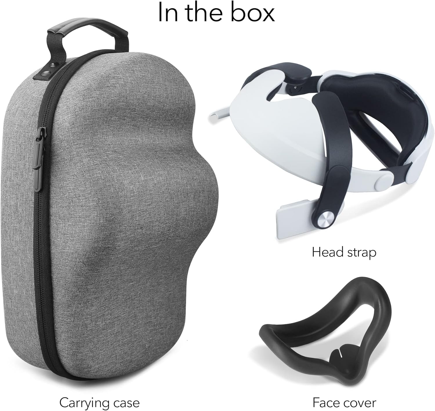 Wasserstein VR Headset Carrying Case, Head Strap, and Face Cover Bundle - Gaming Accessories Compatible with Oculus Quest 2