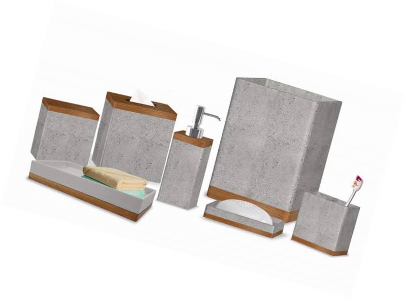 Nu Steel CON-7PC/SET Concrete 7pc Set Bath COLLECTION-STONE Grey