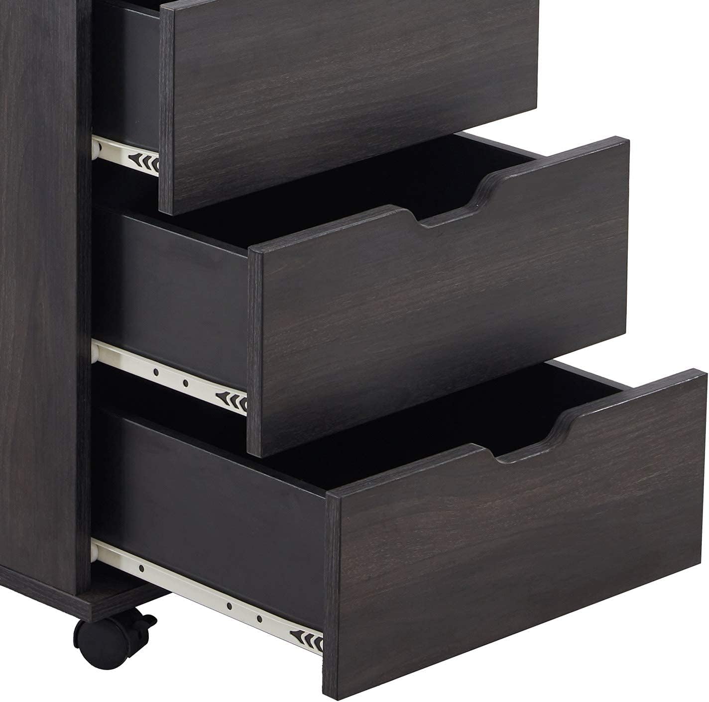 3 Drawer Wood Rolling Office Filing Cabinet for Desk (Dark Walnut)