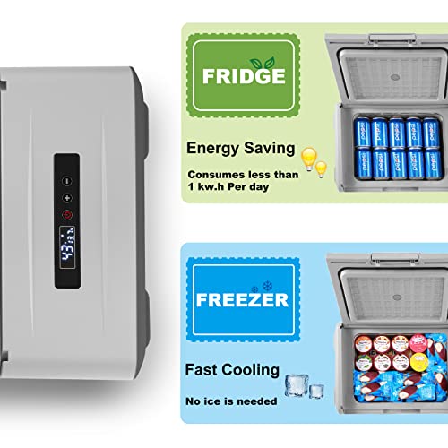 Setpower 12 volt Refrigerator, Portable Fridge and Freezer, 12V Compressor Cooler, Car Cooler for Camping, Traveling, 12/24V DC 110/240V AC, 0℉~50℉