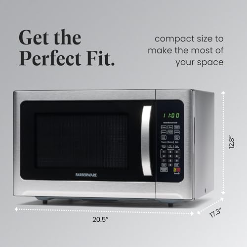Farberware Countertop Microwave 1100 Watts, Microwave Oven With LED Lighting and Child Lock - Perfect for Apartments and Dorms - Easy Clean