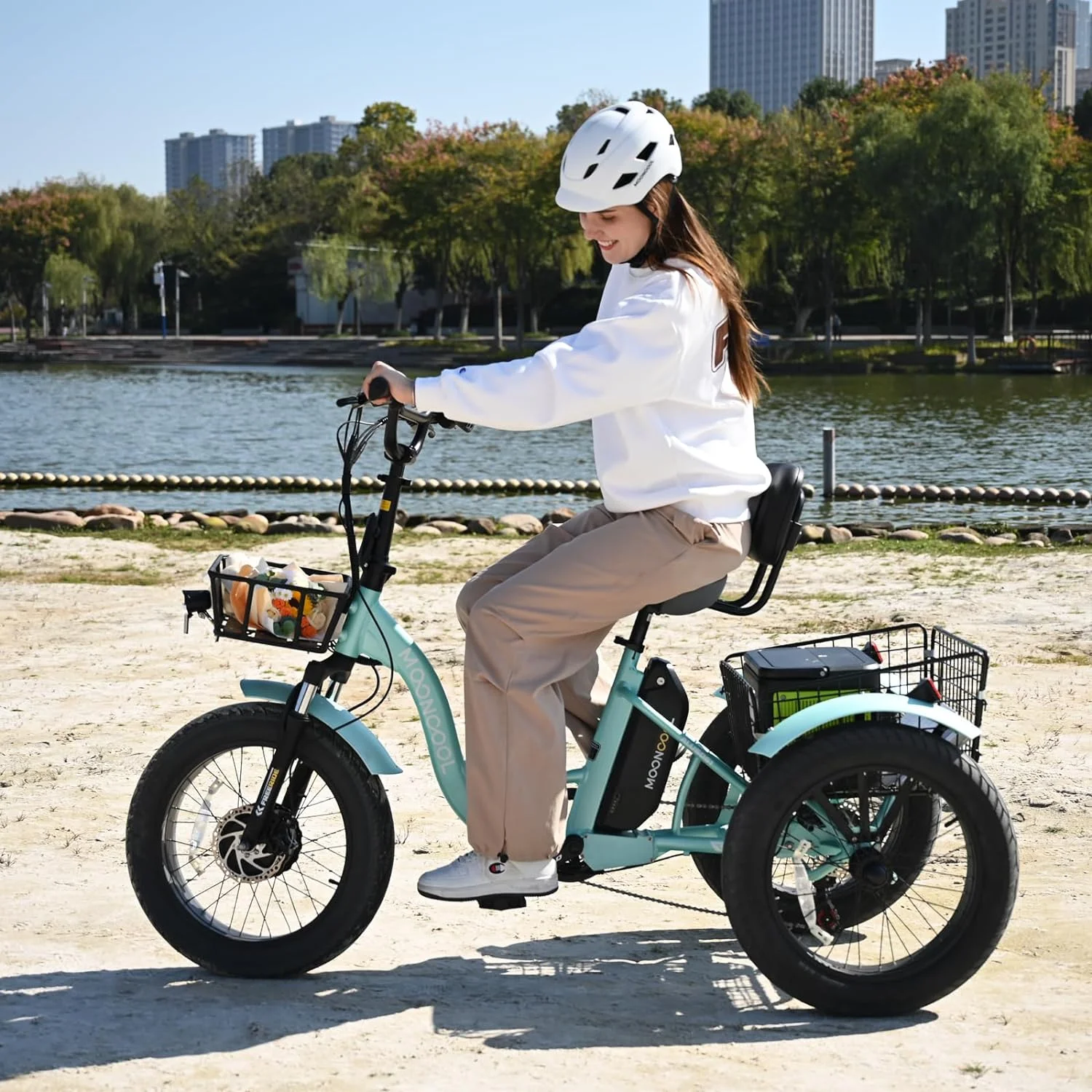 MOONCOOL Electric Tricycle for Adults, 20" x 4.0 Fat Tire 7 Speed Electric Trike, 750W Motorized 3 Wheel Electric Bicycle with Front & Rear Basket Basket, Suspension Fork - Curated Treasures Market