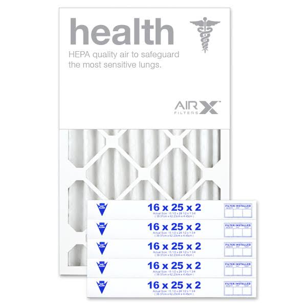 AIRx Filters 16x25x2 Air Filter MERV 13 Pleated HVAC AC Furnace Air Filter, Health 6-Pack, Made in The USA