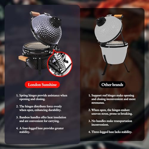 Ceramic BBQ Charcoal Kamado Grill 13 inch Portable Tabletop BBQ Grill Red