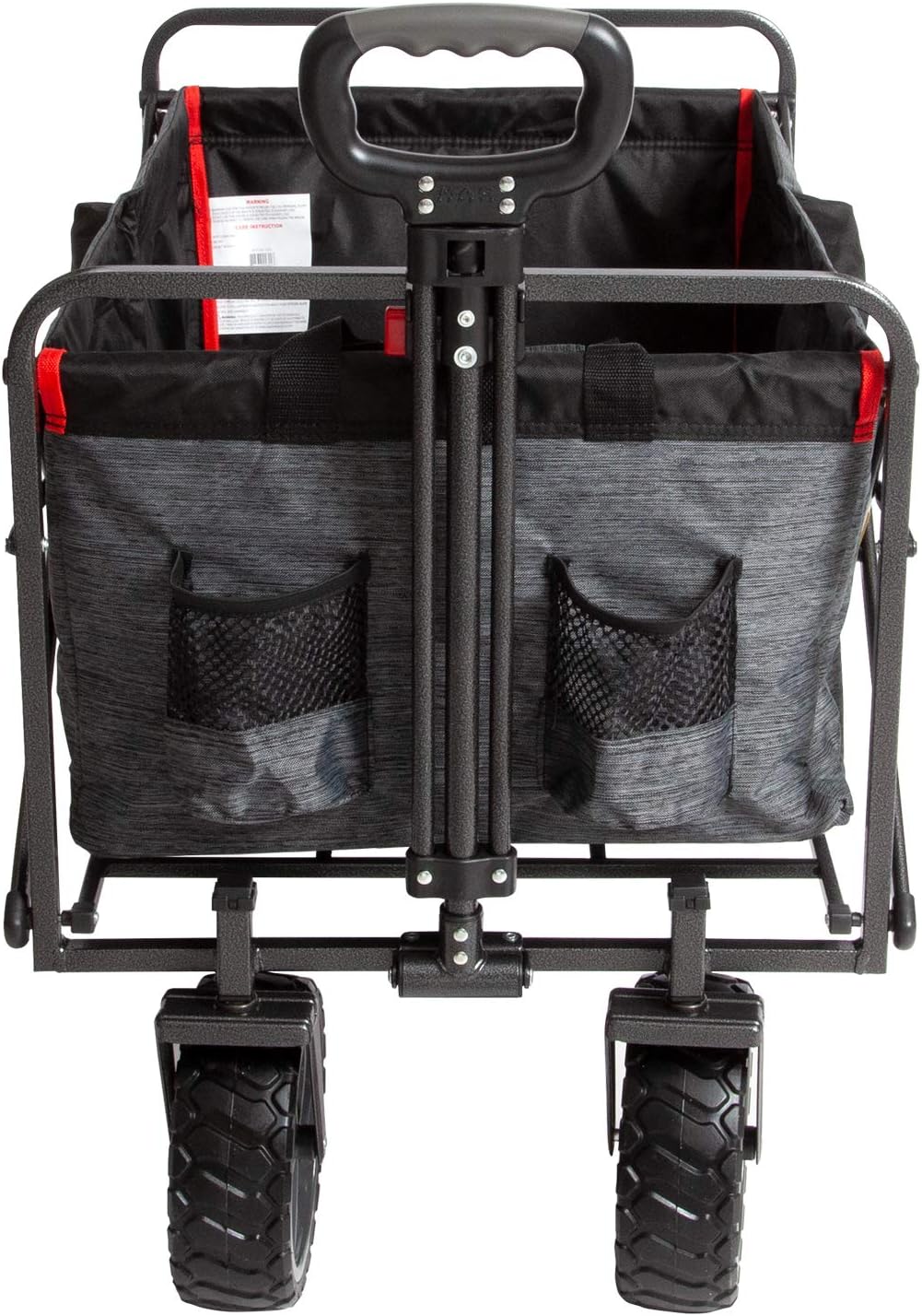 MacSports XL Heavy Duty Collapsible Outdoor Folding Wagon Camping Gear Grocery Cart Portable Lightweight Utility Cart Adjustable Rolling Cart All Terrain Sports Wagon Beach Wagon with Cargo Net