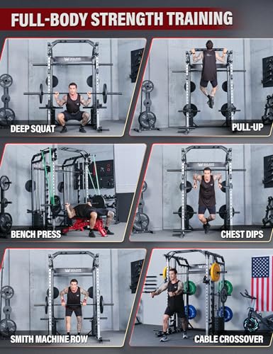 Major Fitness Drone2 Advanced Training Smith Machines– All-in-One Home Gym Squat Rack with Aluminum Pulley Set , Weight Bar, Dual LAT Pull-Down Systems & Cable Crossover Machine for Full-Body Workouts