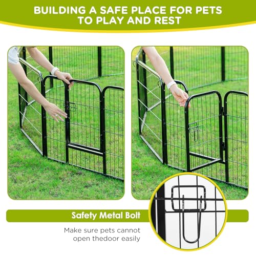 BestPet Dog Playpen Indoor 40 inch 16 Panels Metal Dog Pen Pet Dog Fence Outdoor Exercise Pen with Doors,Pet Puppy Playpen for RV Camping Yard, Black