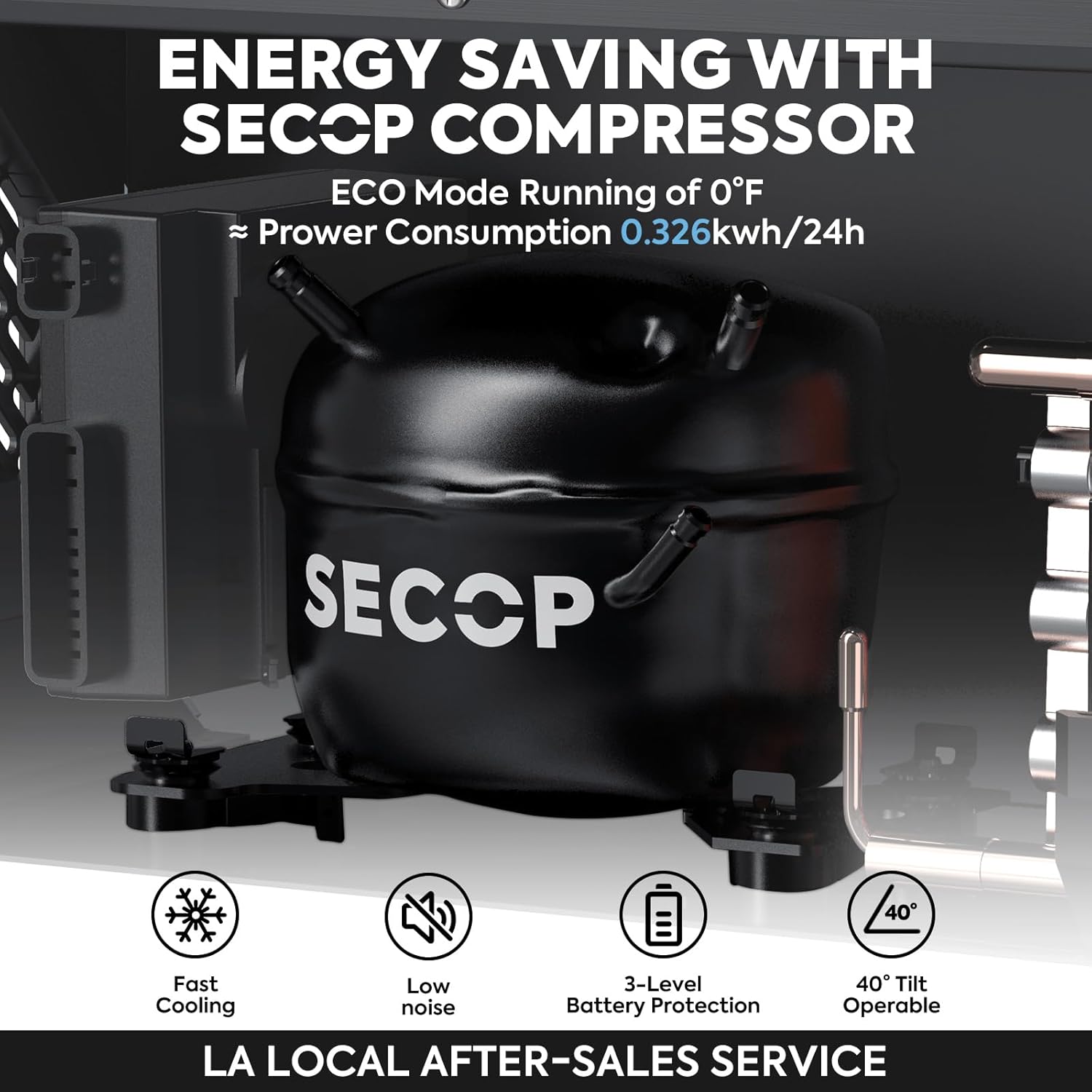 ICECO APL55 58 Quart Portable freezer Car Refrigerator with SECOP Compressor Dual Zone Cooler | AC 110V/ DC 12V | 0℉ to 50℉ | True Freezer for Car, Home, Camping, RV | With Slide| Black