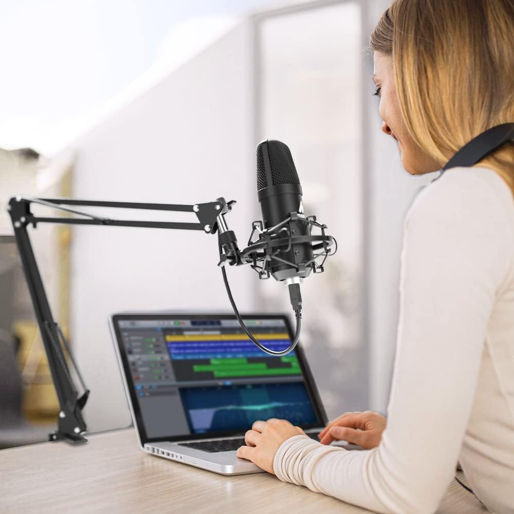 USB Microphone, MAONO 192KHZ/24Bit Plug & Play PC Computer Podcast Condenser Cardioid Metal Mic Kit with Professional Sound Chipset for Recording, Gaming, Singing, YouTube (AU-A04) Pack of 2
