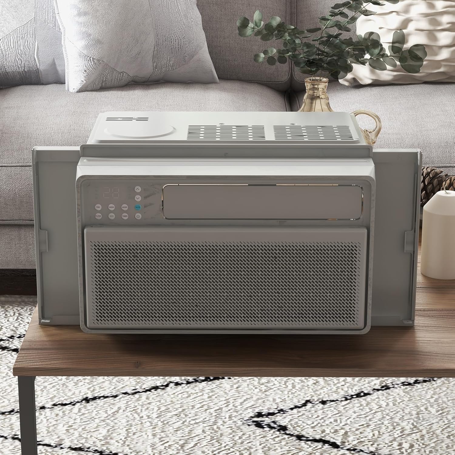 8000 BTU U-Shaped Inverter Window Air Conditioner - Ultra Quiet 42dB, Covers Up to 350 sq ft, Energy Efficient, Remote Control, White