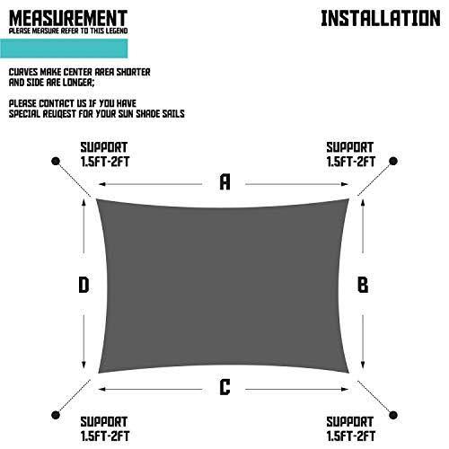 Sunshades Depot 18& x 20& Sun Shade Sail Rectangle Permeable Canopy Turquoise Light Green Custom Size Available Commercial Stand