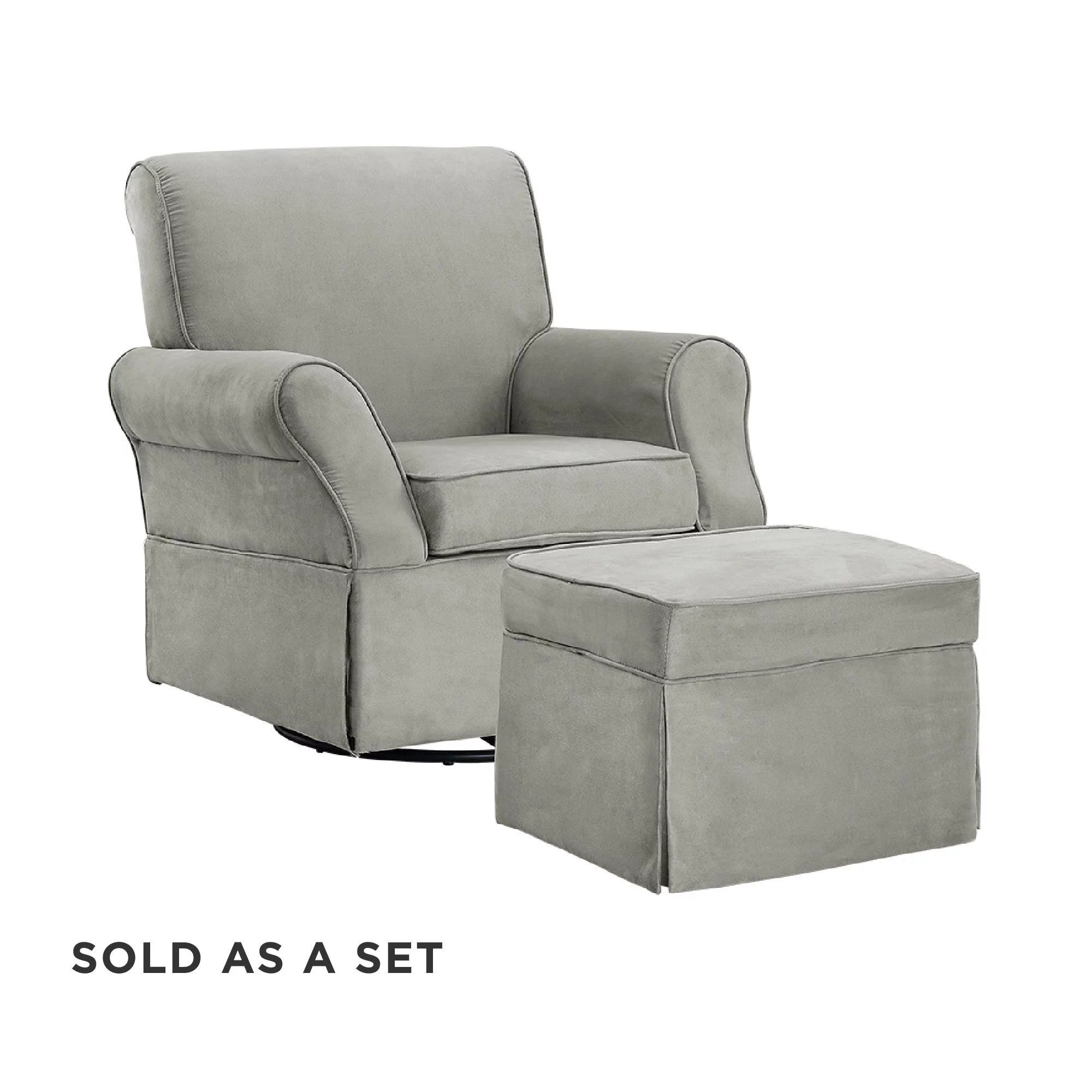 Baby Relax Kelcie Swivel Glider Chair & Ottoman Nursery Set, Gray Microfiber