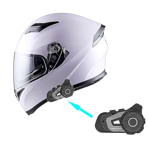 1Storm Motorcycle Full Face Dual Visor Helmet Bundle with Spoiler and Motorcycle Bluetooth Headset: HJK316 Matt Black