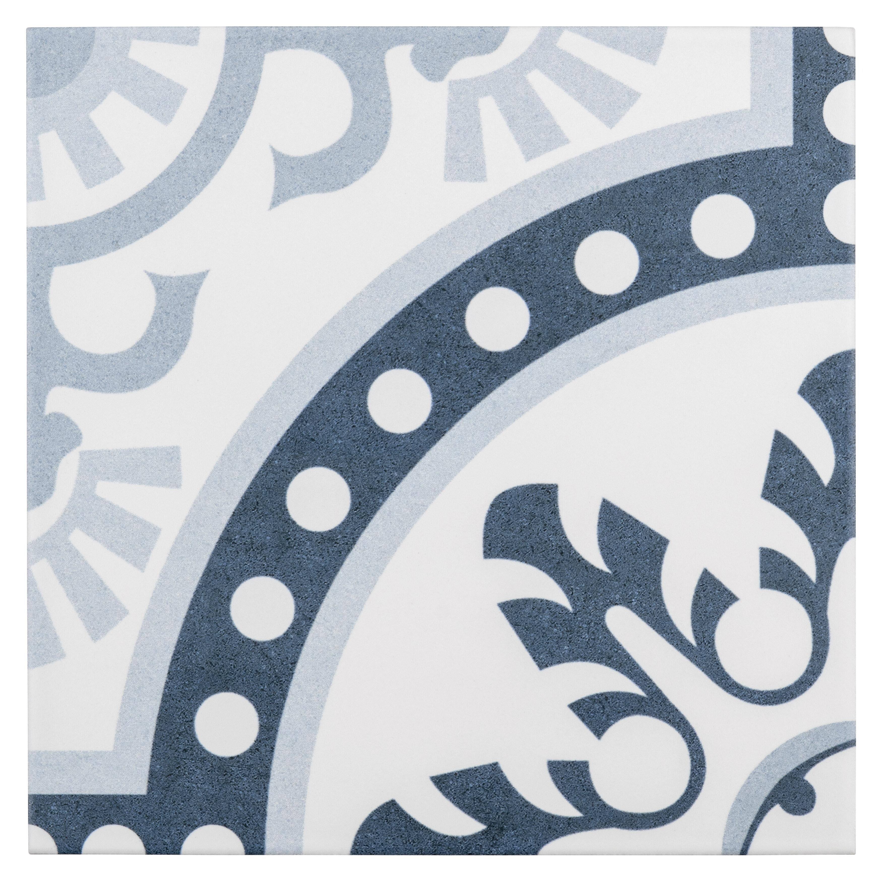 SomerTile Duart Artic Encaustic 9.75x22 x 9.75x22 Porcelain Floor and Wall Tile - Case (16 Tiles)