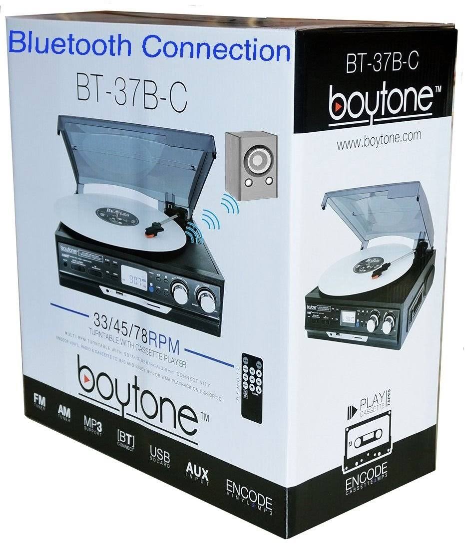 Boytone BT-37B-C Bluetooth 3-Speed Stereo Turntable, Wireless Connect
