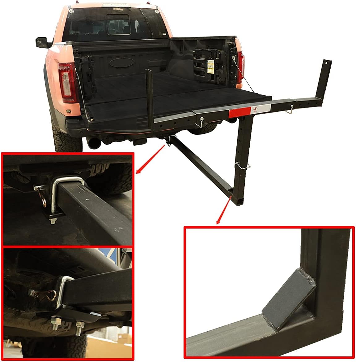 PENSUN 2 IN 1 Design Foldable Pick Up Truck Bed Hitch Extender Extension Rack Canoe Boat Kayak Lumber Pack of 2