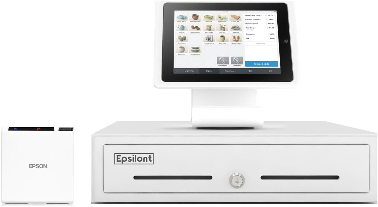 Square Register Hardware Bundle Compact -M10 2 Compact Receipt Printer, Stand for iPad 10.2 & 10.5,13 Epsilont Mini Cash Drawer