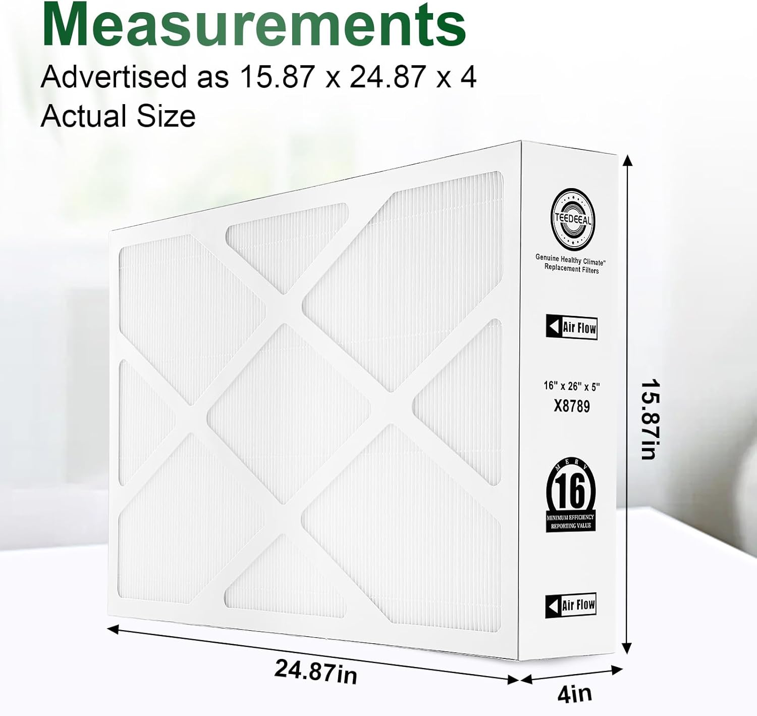 New Upgrade X8789 MERV 16 Filter - 16" x 26" x 5" Compatible With Lennox PureAir PCO16-28 Filter Air Purifier Cleaner - Ideal For Home & Office - 2 Pack