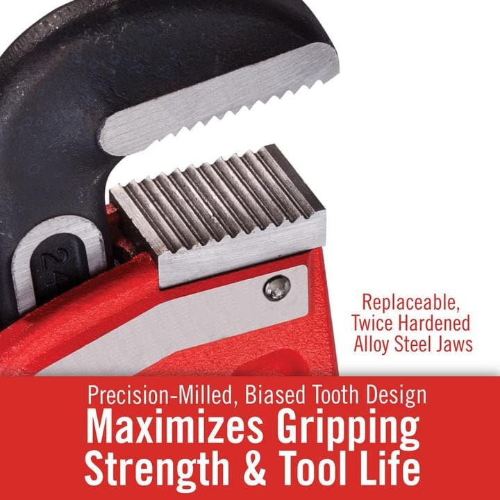 RIDGID 31030 Model 24 Heavy-Duty Straight Pipe Wrench, 24-inch Plumbing Wrench,Red,Small Pack of 2