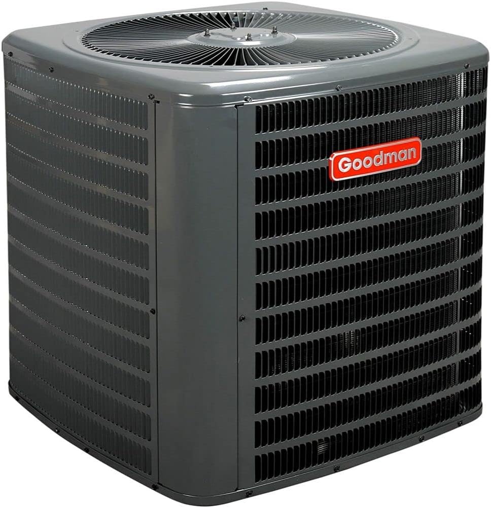 Goodman 4 Ton, 48,000 BTU/h Capacity, 14.3 SEER2 Air Conditioner Unit with Energy-Efficient Single-Stage, Scroll Compressor and Single-Speed PSC Condenser Fan Motor GSXN404810 - Includes Thermostat