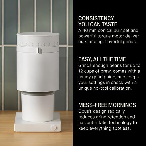 Fellow Opus Conical Burr Coffee Grinder - All Purpose Coffee Grinder Electric - Espresso Grinder with 41 Settings for Espresso, Drip, French Press, & Cold Brew