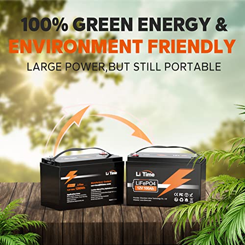LiTime 12V 100Ah LiFePO4 Battery BCI Group 31 Lithium Battery Built-in 100A BMS, Up to 15000 Deep Cycles, Perfect for RV, Marine, Home Energy Storage