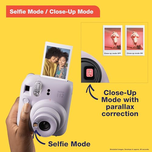 Fujifilm Instax Mini 12 Instant Camera Pastel Blue with 40 Sheets Fujifilm Instax Mini Film Bundle, Sunshine Photo Microfiber Cleaning Cloth Included