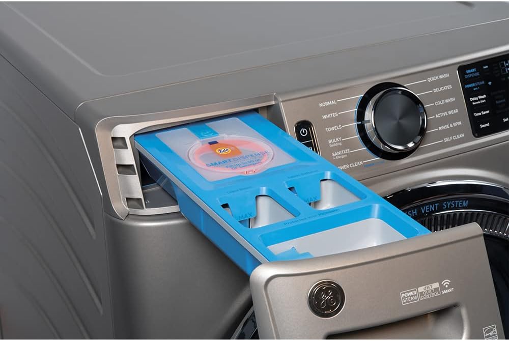 GE® 4.8 cu. ft. Capacity Smart Front Load ENERGY STAR® Steam Washer with SmartDispense™ UltraFresh Vent System with OdorBlock™ and Sanitize + Allergen