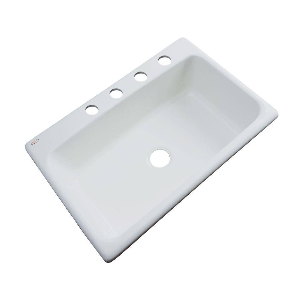 Thermocast Manhattan Drop-In Acrylic 33 in. 4-Hole Single Bowl Kitchen Sink in Sterling Silver 48482