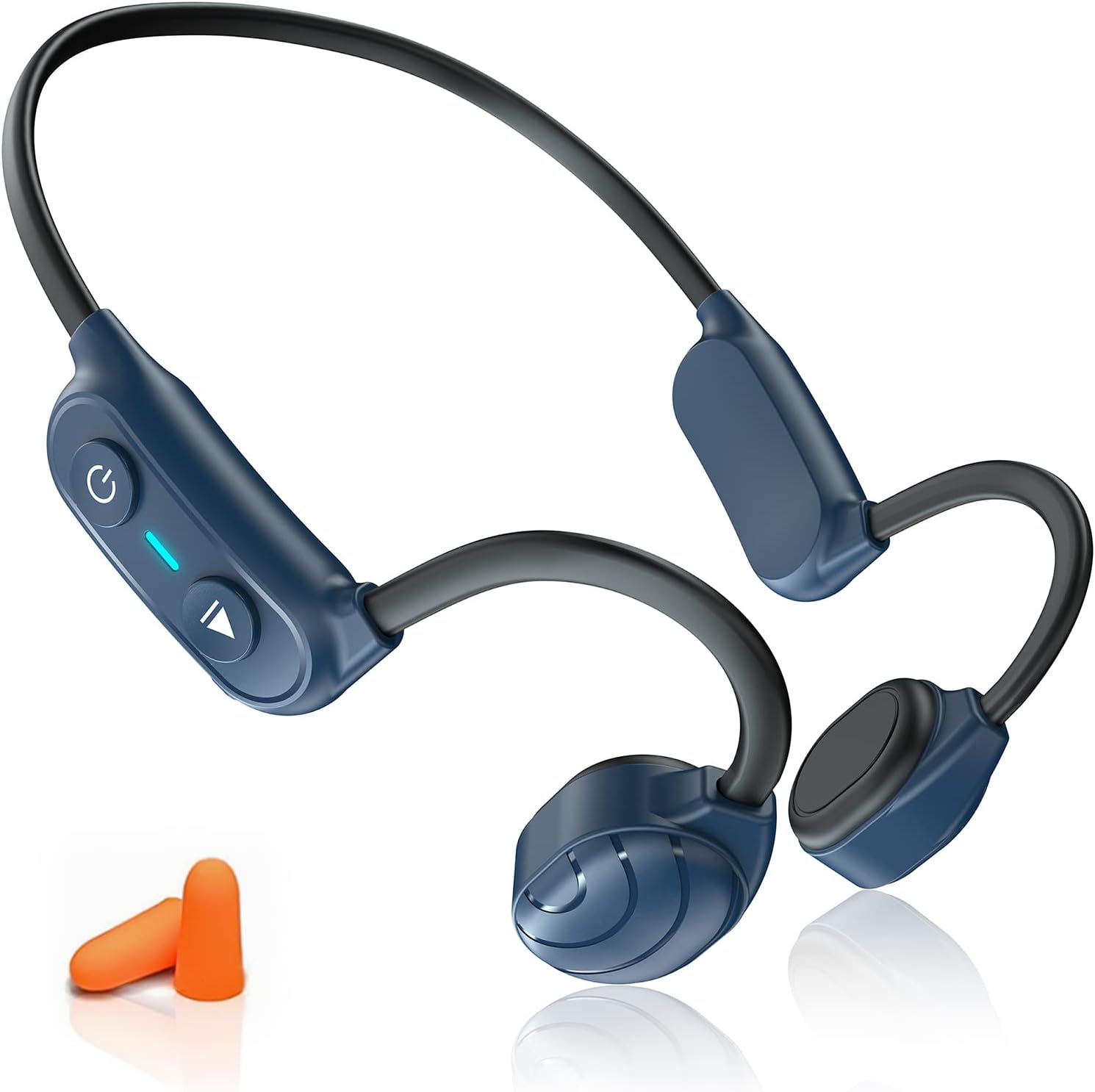 Bone Conduction Headphones Bluetooth, Mionbel Stereo Wireless Earphones Built-in Noise-canceling Mic, Open-Ear Waterproof Sport Headsets for Running Cycling Yoga Hiking Driving Travel, Blue