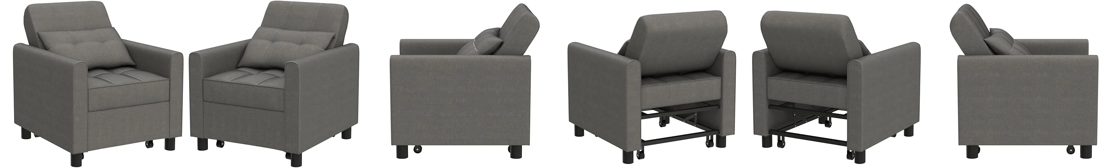 3 in 1 Sofa Beds Chair, Convertible Sleeper Sofa Bed Couch, Dark Gray