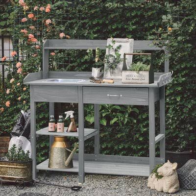 Amaia Fir Potting Bench Arlmont u0026 Co. Color: Gray