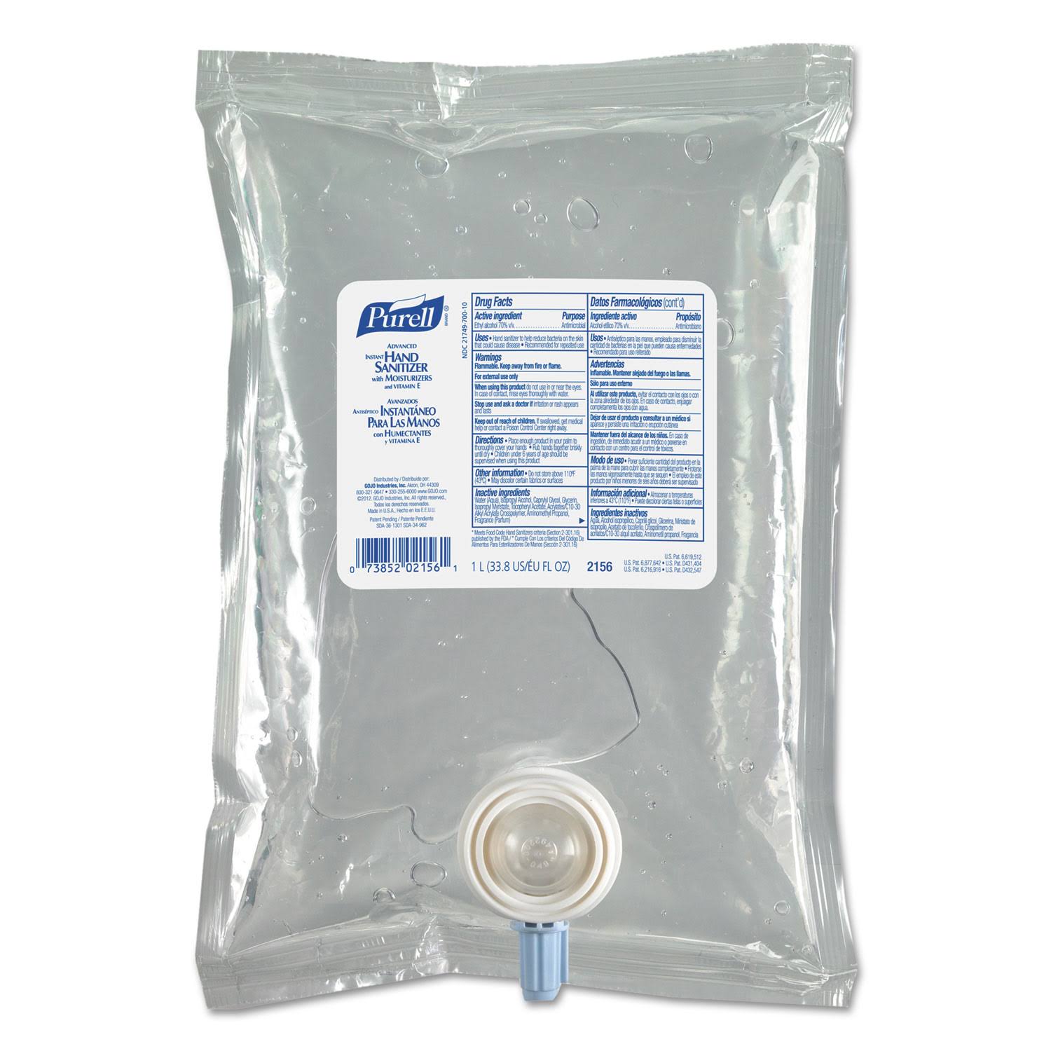 Purell GOJ215608CT Instant Hand Sanitizer NXT Refill 1000-ml Pouch