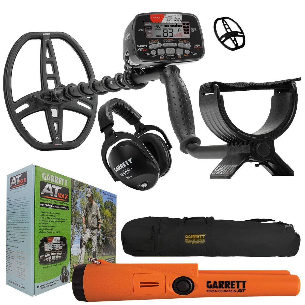 Garrett at Max Metal Detector with MS-3, Pro Pointer AT, Carry Bag u0026 More