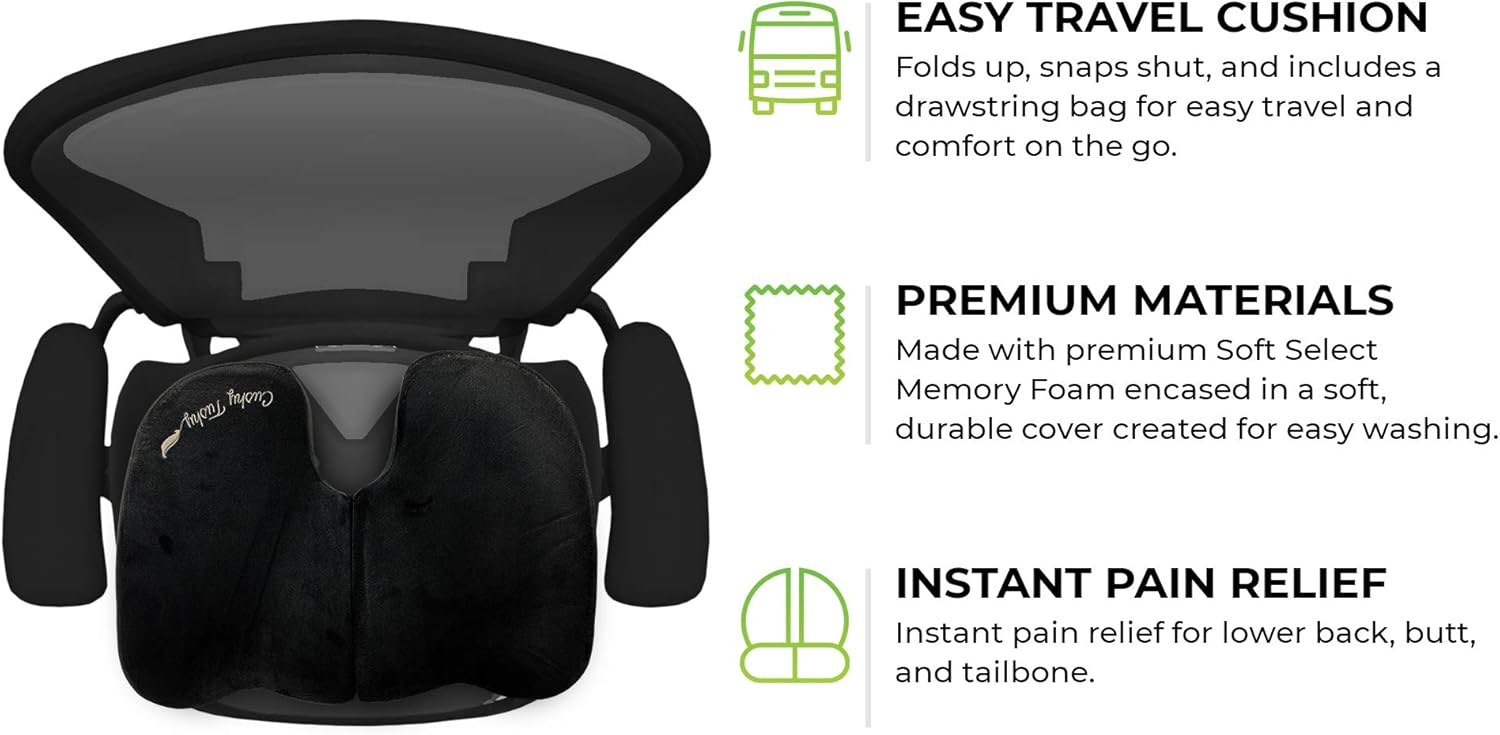 CushyTushy Premium Foldable Piriformis Cushion - Piriformis Relief Cushion for Home Use, Office Chairs, and Car Seats - Piriformis Syndrome Relief