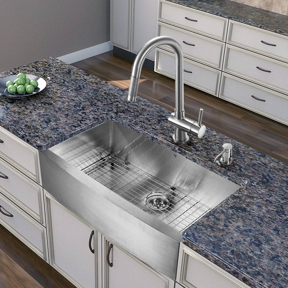 Vigo VG15258 All in One 36-Inch Farmhouse Stainless Steel Kitchen Sink and Faucet Set