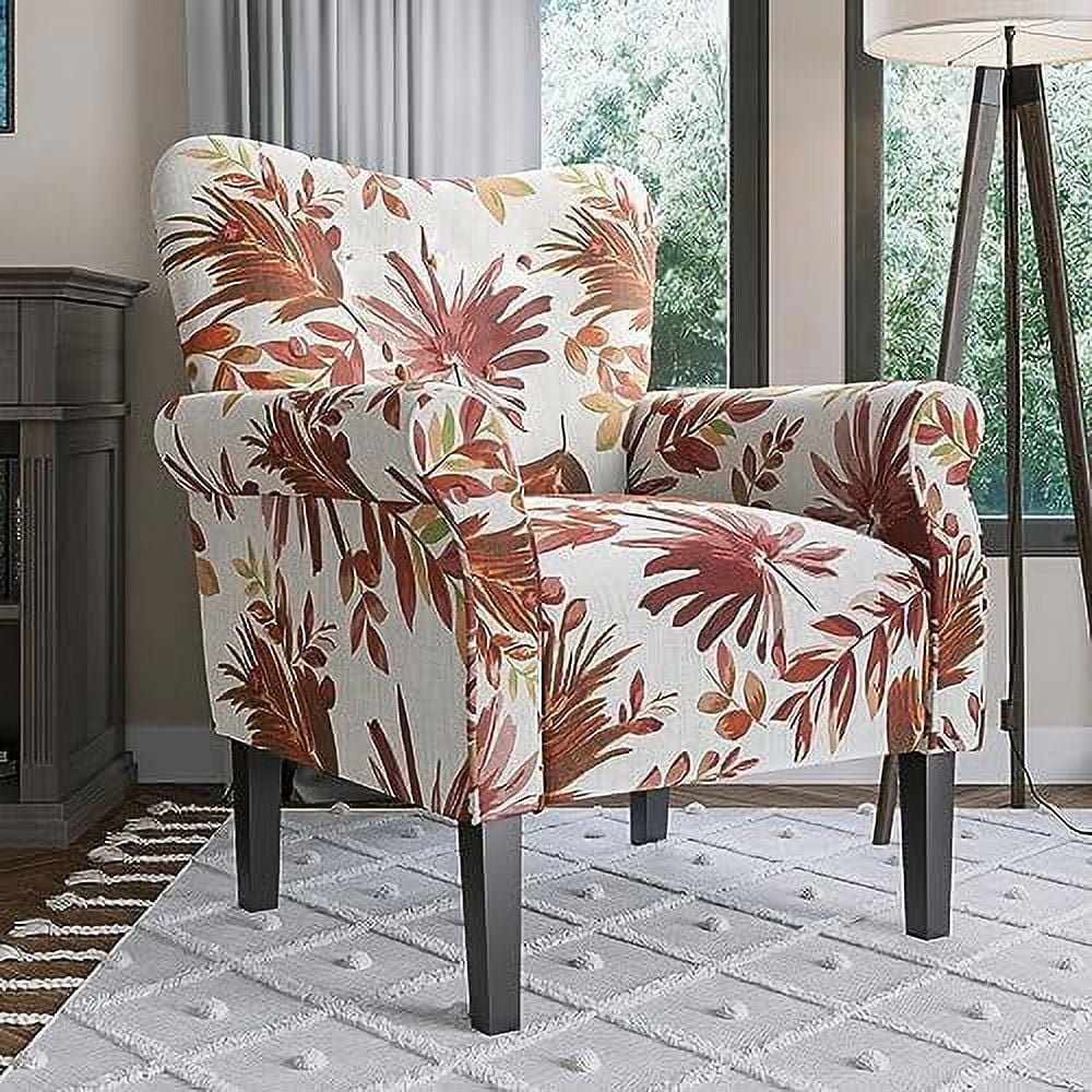 KHBIULIFE Modern Accent Chair for Living Room  High Back Floral Armchair with Wooden Legs  Upholstered Wingback Side Chair Padded Armrest Single Sofa for Living Room  Bedroom - Allston (G