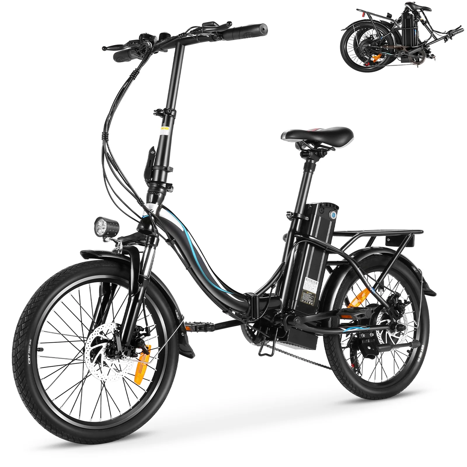 Elifine 500W Folding Electric Bike for Adults, 20" Foldable Ebike with 5 Riding Modes, 48V 7.8Ah Battery, 50 Miles Range Commuter City Electric Bicycle