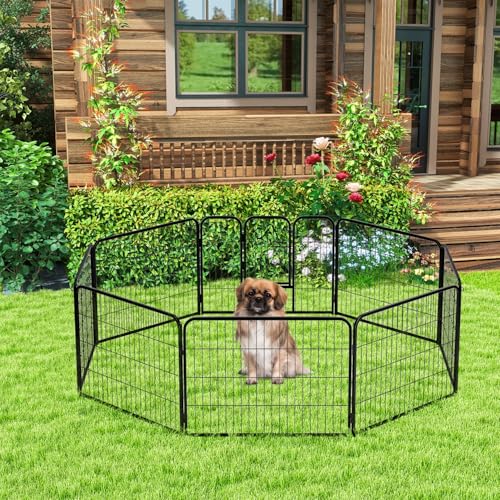 BestPet Dog Playpen Indoor 40 inch 16 Panels Metal Dog Pen Pet Dog Fence Outdoor Exercise Pen with Doors,Pet Puppy Playpen for RV Camping Yard, Black