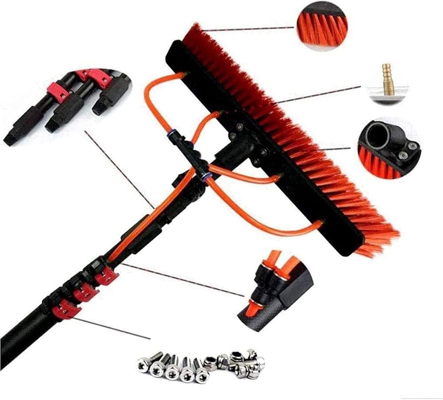 XIAOYE Telescopic Window Cleaner Water Wash Brush Kit,3-12m Window Cleaning Pole,Cleaning Photovoltaic and Solar Panels / 10m Rod / 30cm Brush Head,24FT/7.2M