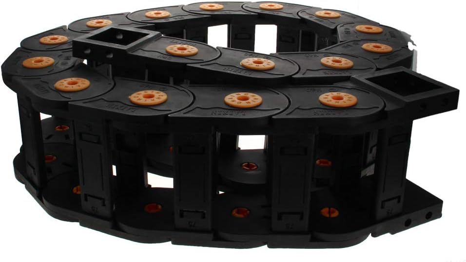 Fielect Drag Chain Cable Carrier Open Type with End Connectors R100 35X100mm 1 Meter Plastic for Electrical CNC Router Machines Black 1Pcs