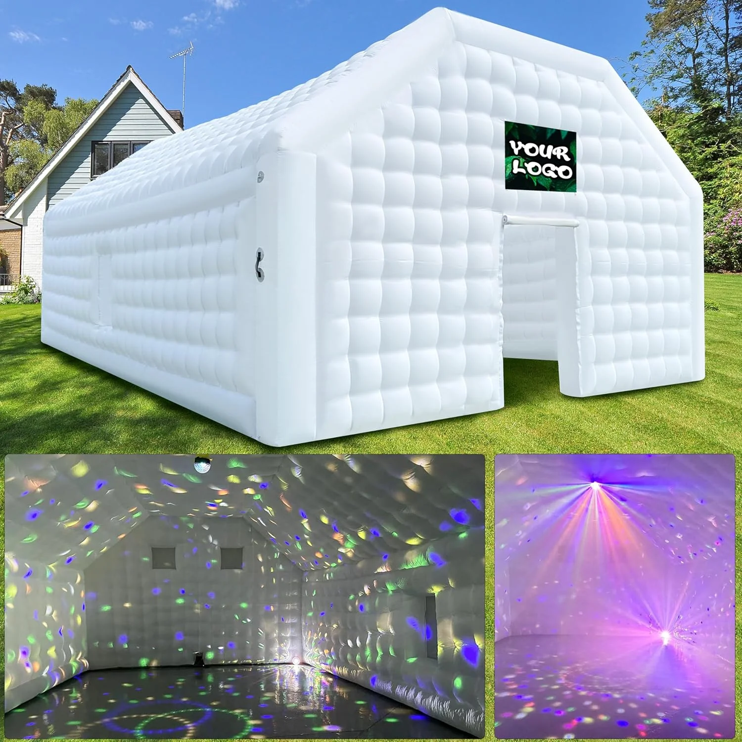 WARSUN Large Black Inflatable Night Club 30x20x13Ft Inflatable Party Tent with Logo Area Disco Cube Gazebo Event House