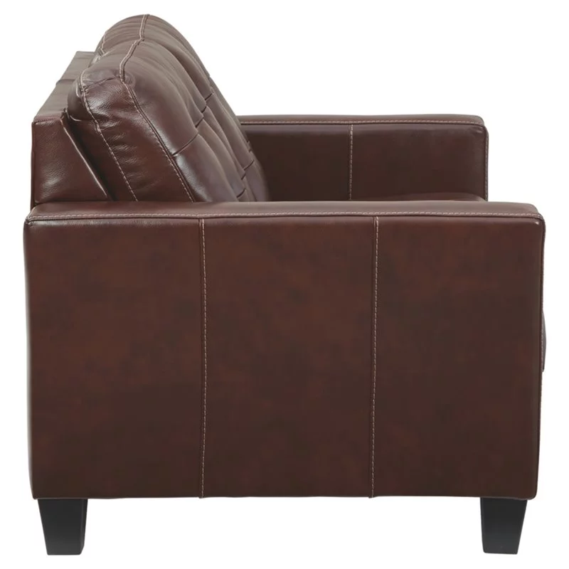 Signature Design by Ashley Altonbury Leather Loveseat in Walnut