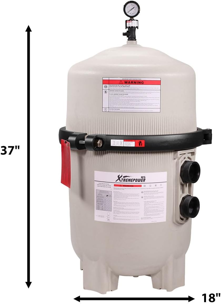 XtremepowerUS Pool Filter for In-Ground Pool Spa Diatomaceous Earth DE Pool Filter, 48 Sq. Ft. 96 Gallons Per Minute Pool Filter