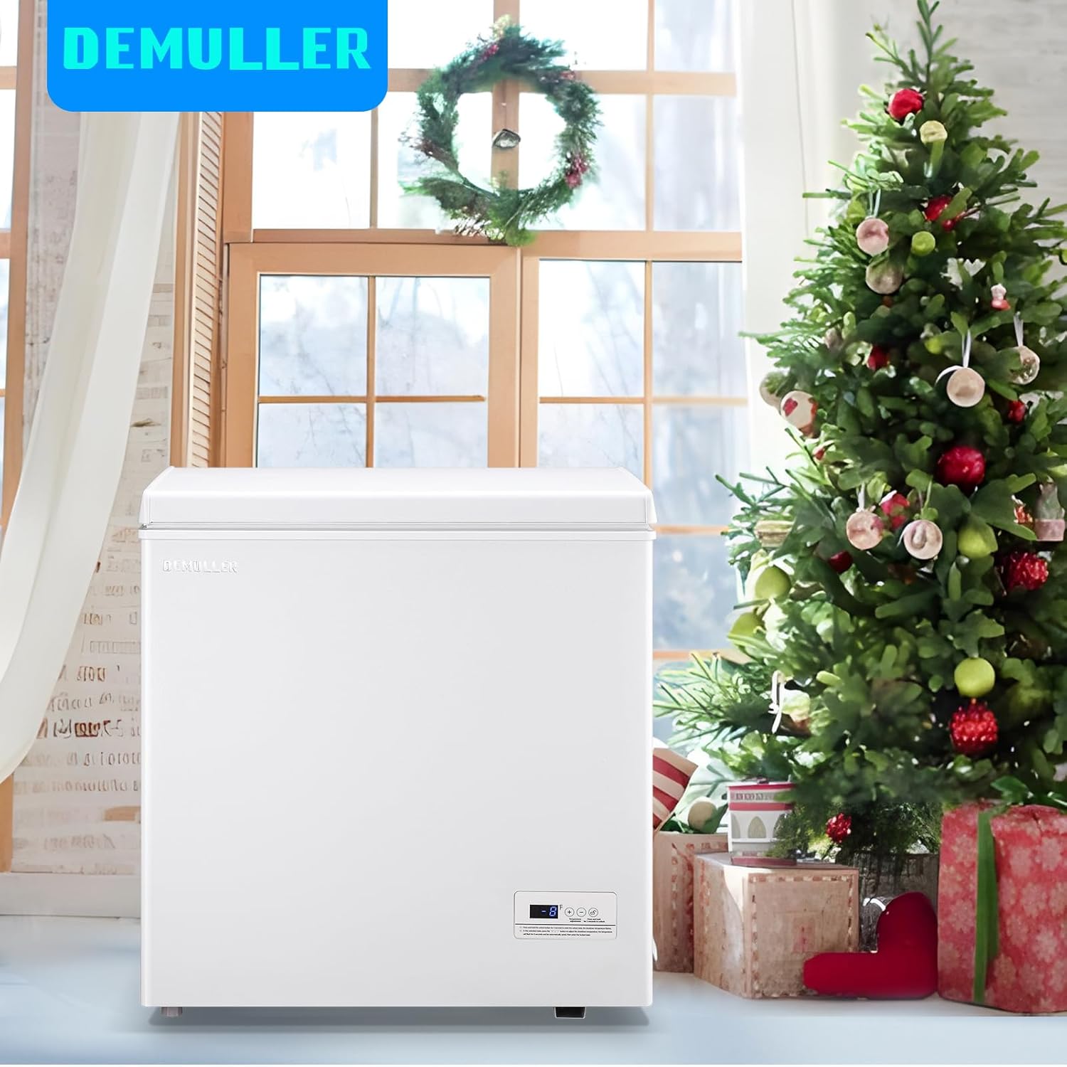 Chest Freezer 5.0 CU.FT Ultra-low Temperature Deep Freezers (Down to -12-50℉) with TWO Removable Baskets Freestanding White Small Mini Compact Fridge Freezer for Home/Kitchen/Office